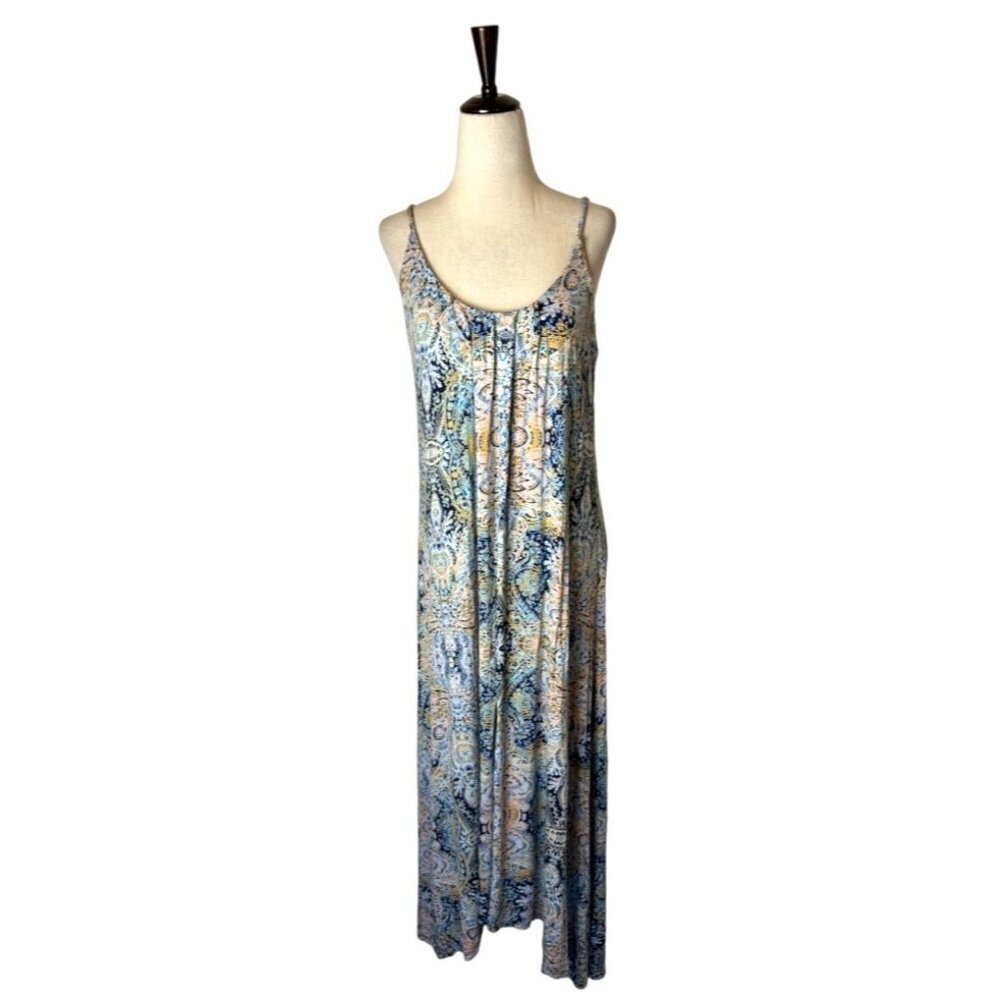 Cynthia Rowley Dress Women Medium Ivory Blue Floral Paisley Hi Low Hem Midi